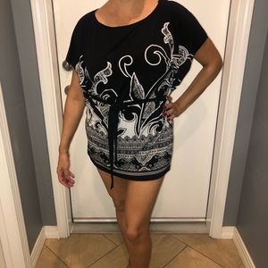 black and white stylish top with tie